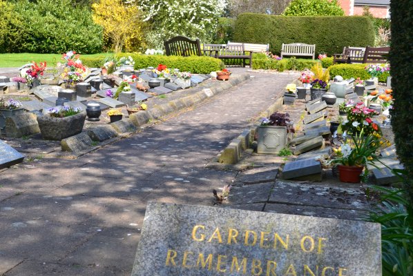 Duffield Cemetery - notice of cleaning work in Garden of Remembrance